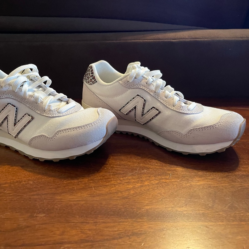 New Balance White Sneakers with leopard print accents. Old school!